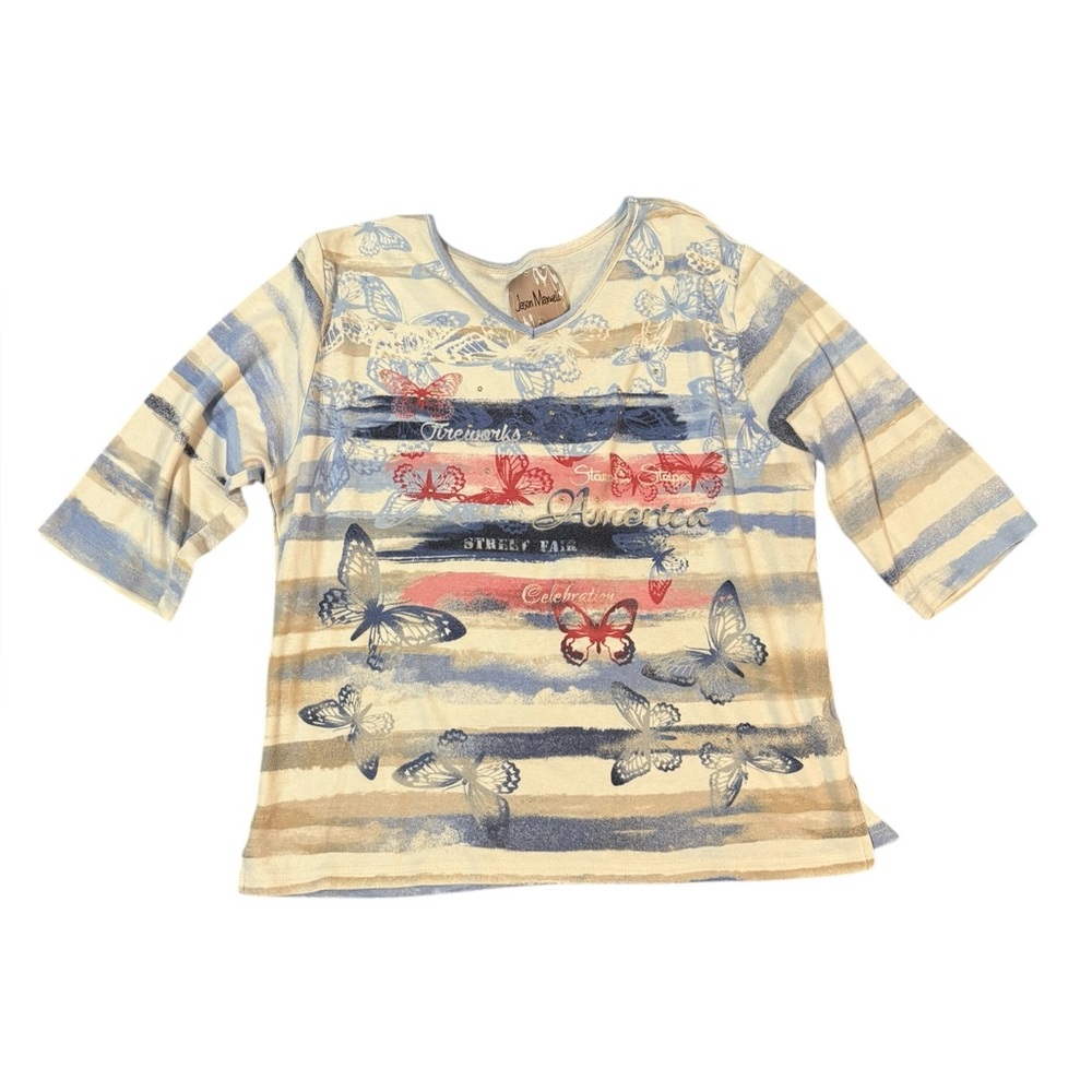 Y2K patriotic butterfly patterned shirt #28